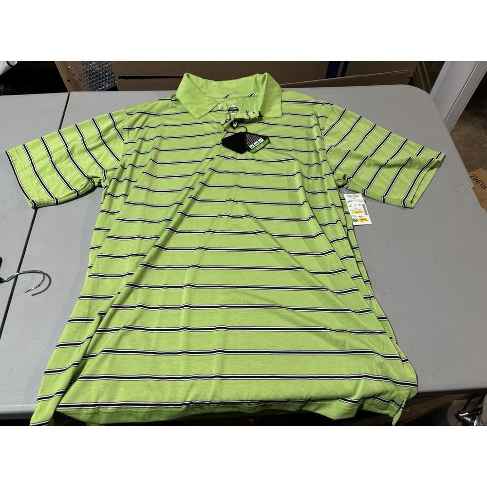 Bolle Golf Tech Mens XL Green Short Sleeve Polo Shirt Striped NWT